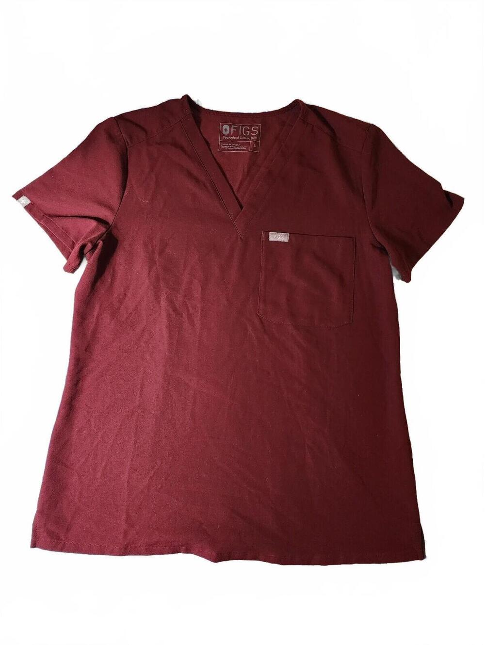 FIGS Technical Collection Burgundy Medical Scrub Set, Size Small